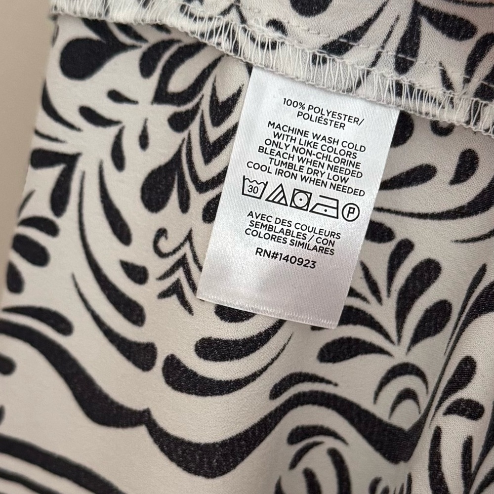 LOFT Sleeveless Tile Print Midi Dress Women’s XL NWT Black & White Ruffle Hem - Picture 11 of 12